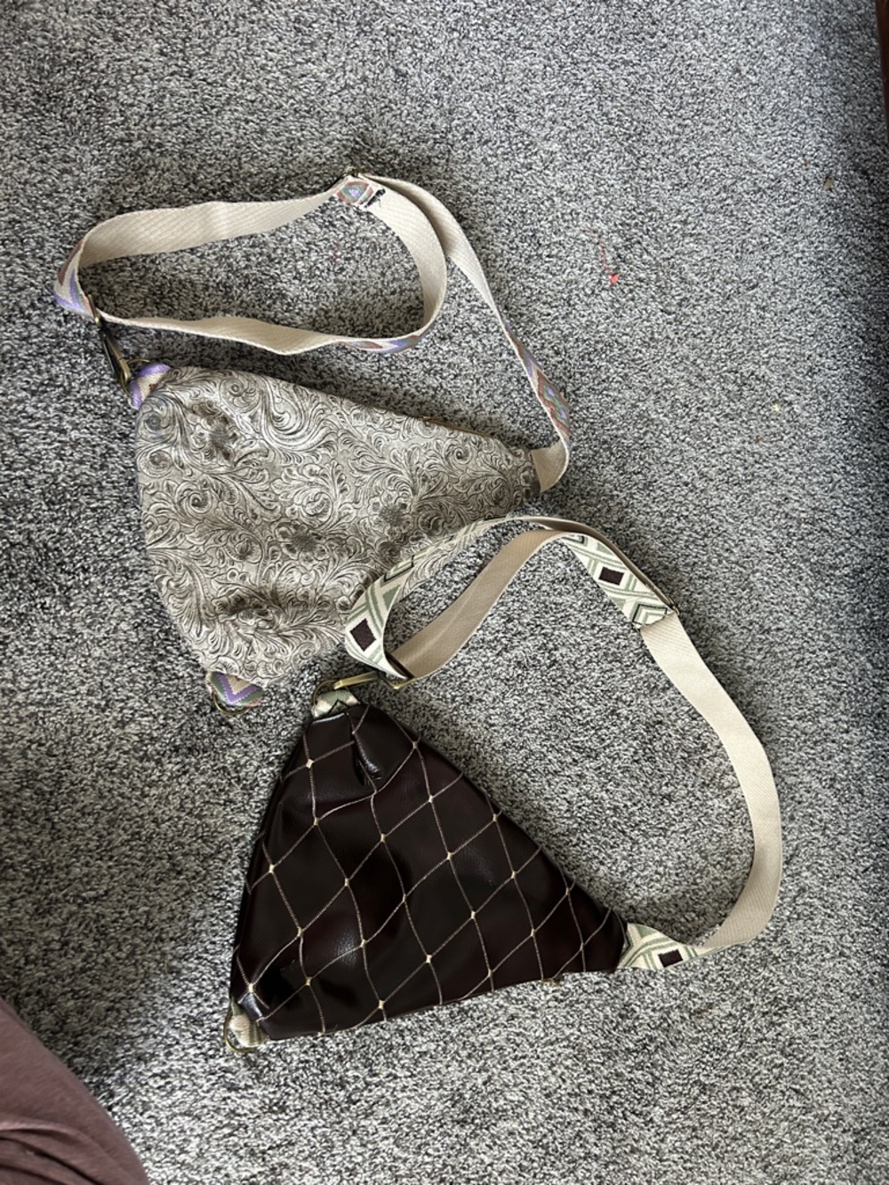 Women’s Quilted Brown and Paisley Sling Bag Set